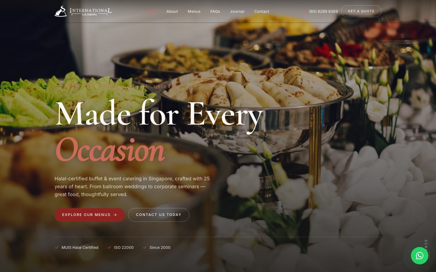 International Catering — website designed and built by Solvex